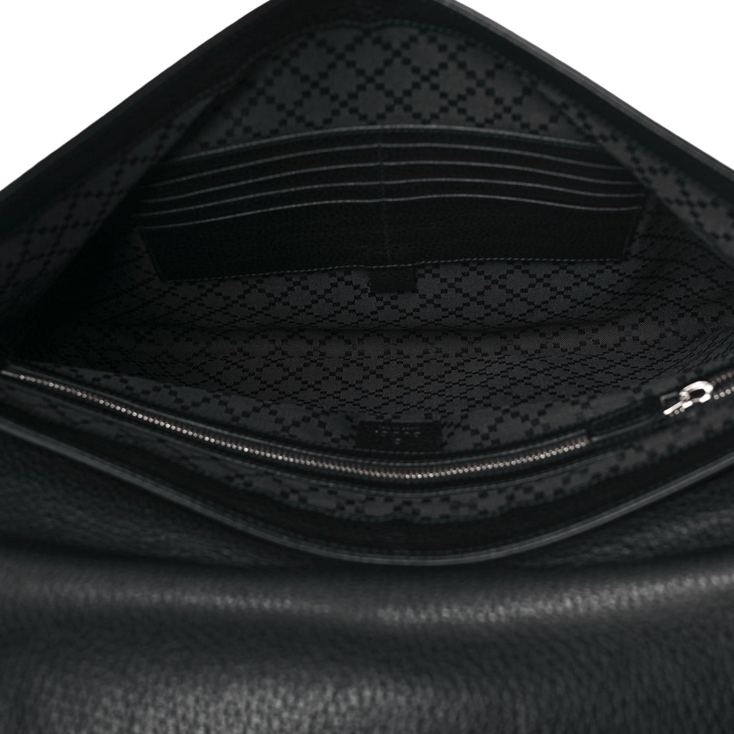 Pebbled Calfskin Large Portfolio Clutch Black