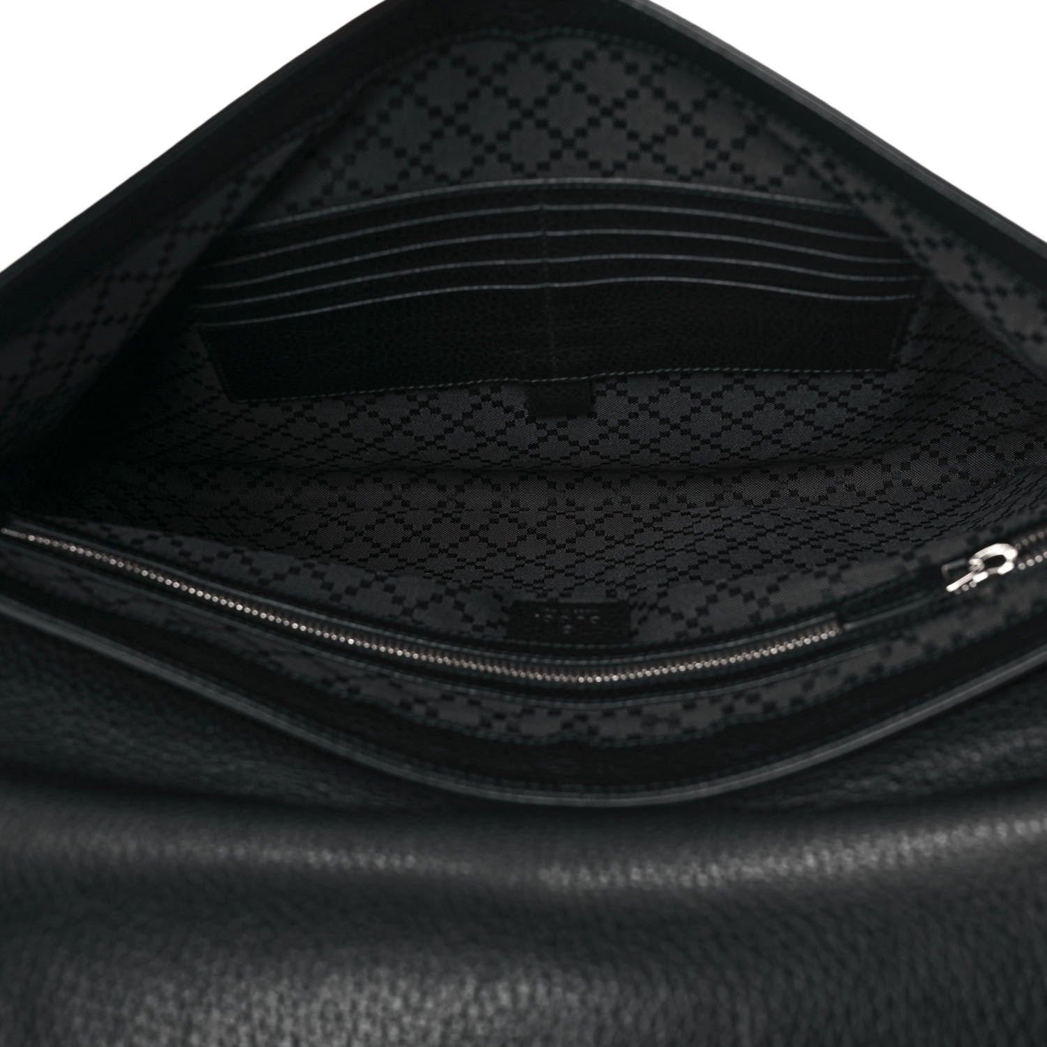 Gucci Pebbled Calfskin Large Portfolio Clutch Black 5 of 9