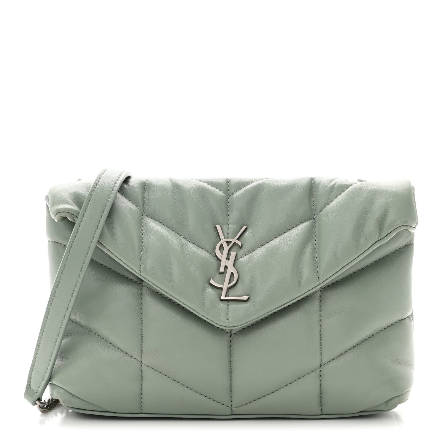 Saint Laurent Lambskin Quilted Toy Loulou Puffer Monogram Chain Satchel Mint 1 of 12