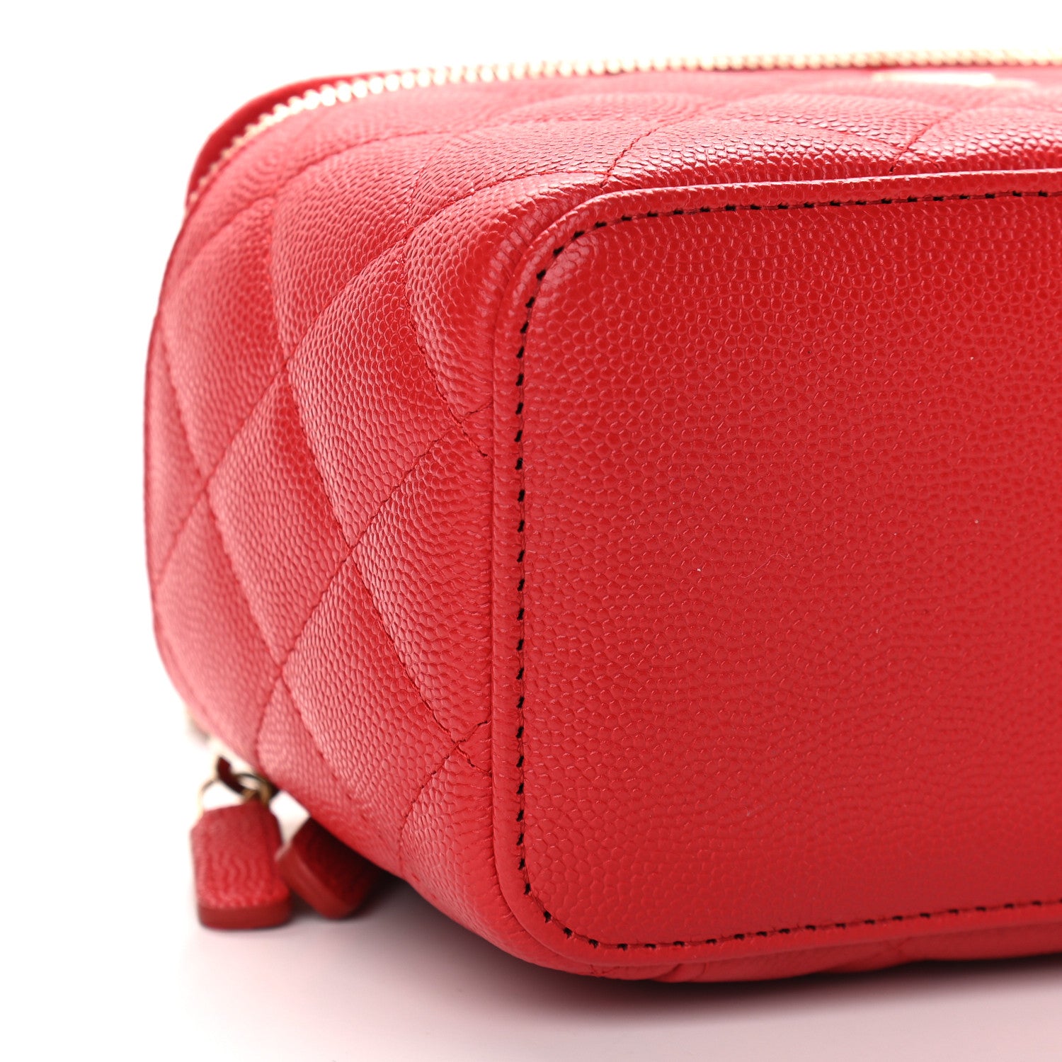 Chanel Caviar Quilted Small Vanity Case With Chain Red 8 of 9