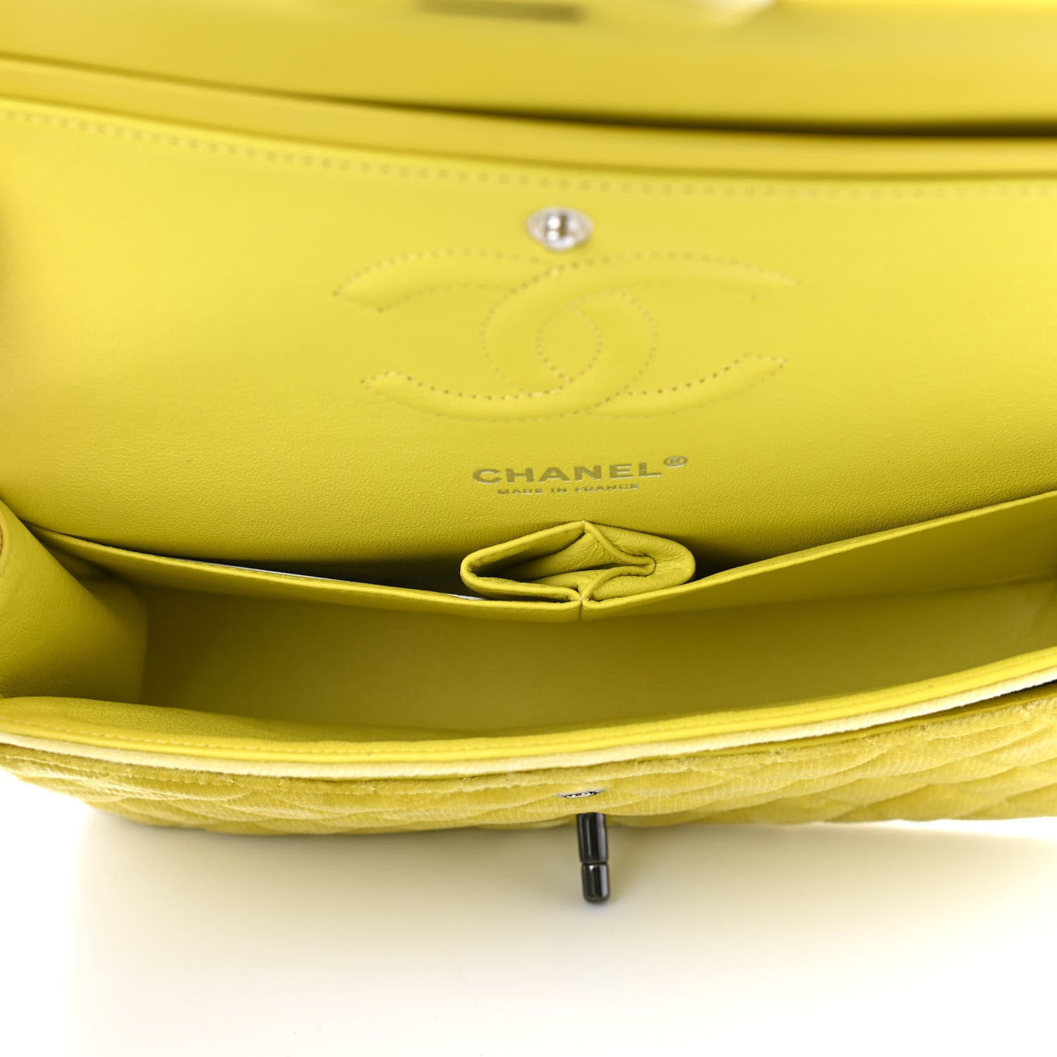 Chanel Velvet Quilted Medium Double Flap Yellow 5 of 9