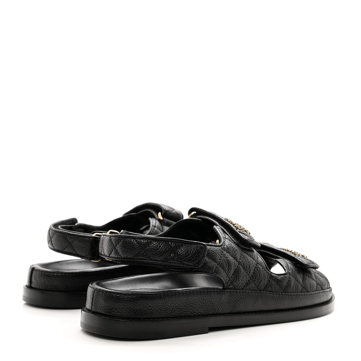 Grained Calfskin Velcro Dad Sandals 39.5 Black