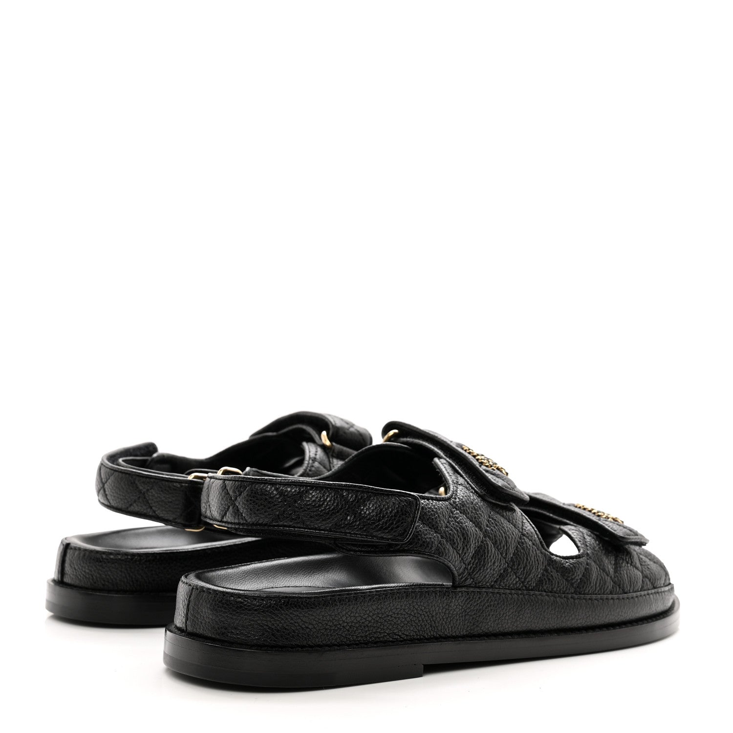 Chanel Grained Calfskin Velcro Dad Sandals 39.5 Black 4 of 18