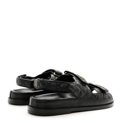Chanel Grained Calfskin Velcro Dad Sandals 39.5 Black 4 of 18