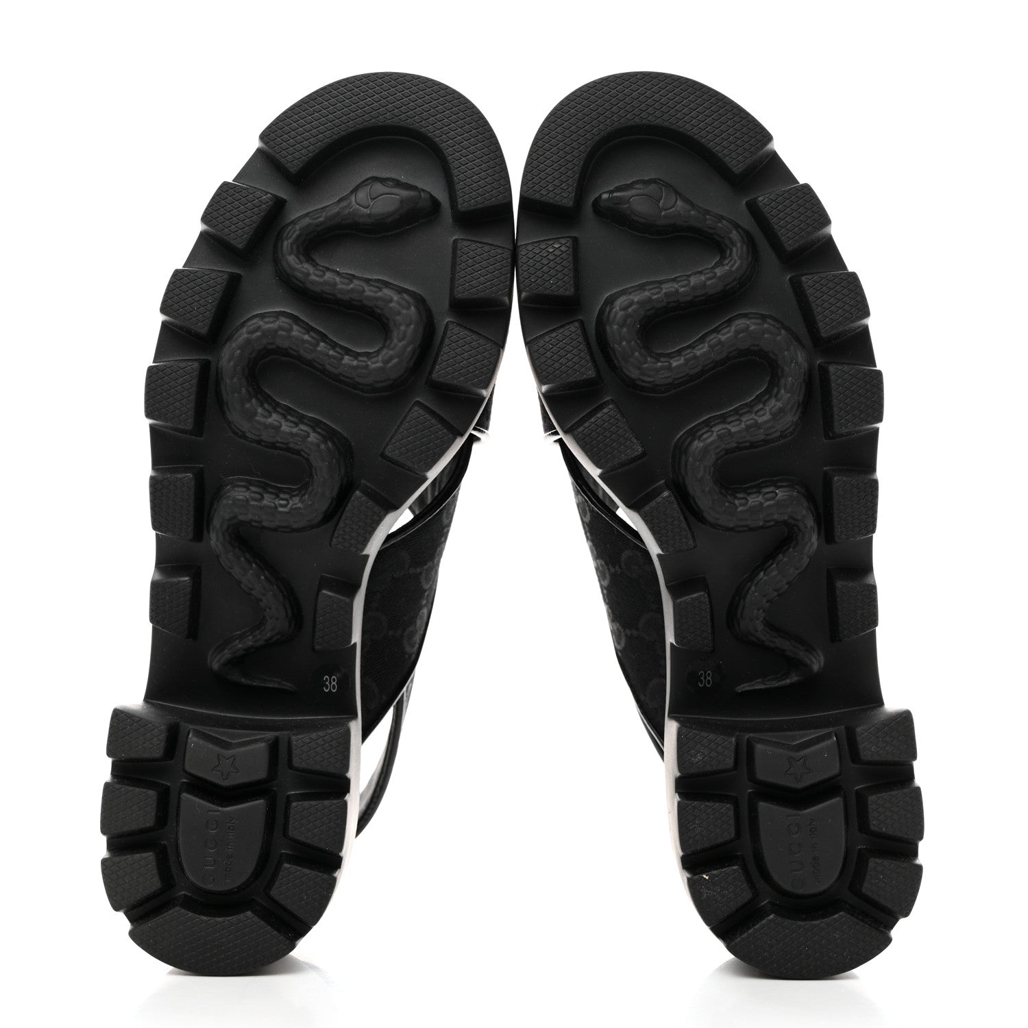 Gucci Monogram Granada Kid Trip 40/72mm Lug Sole Sandals 38 Black 5 of 9