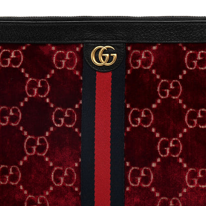 Gucci Velvet GG Monogram Textured Calfskin Web Ophidia Wristlet Red Cipria Black 8 of 15