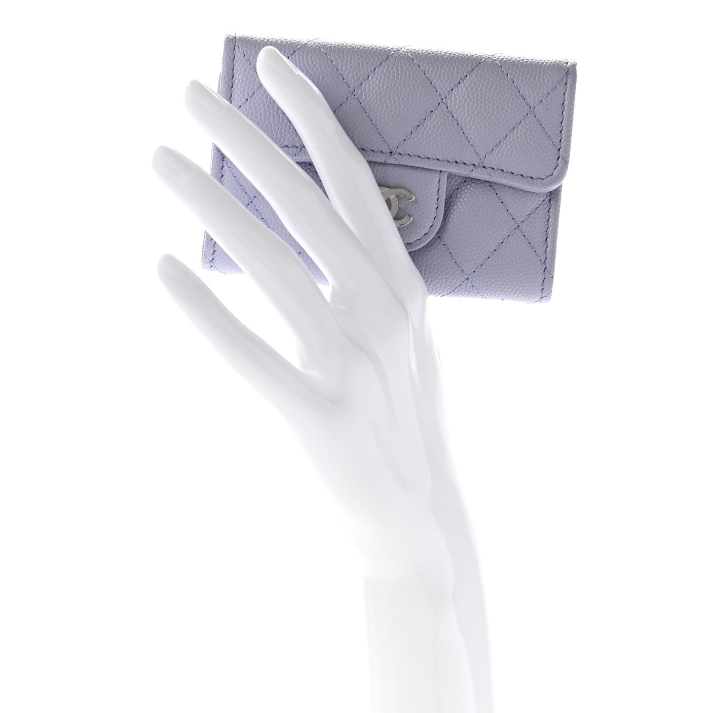 Caviar Quilted Classic 4 Key Holder Wallet Light Purple