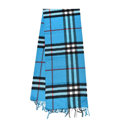 Burberry Cashmere Giant Check Fringe Scarf Bright Turquoise 3 of 5