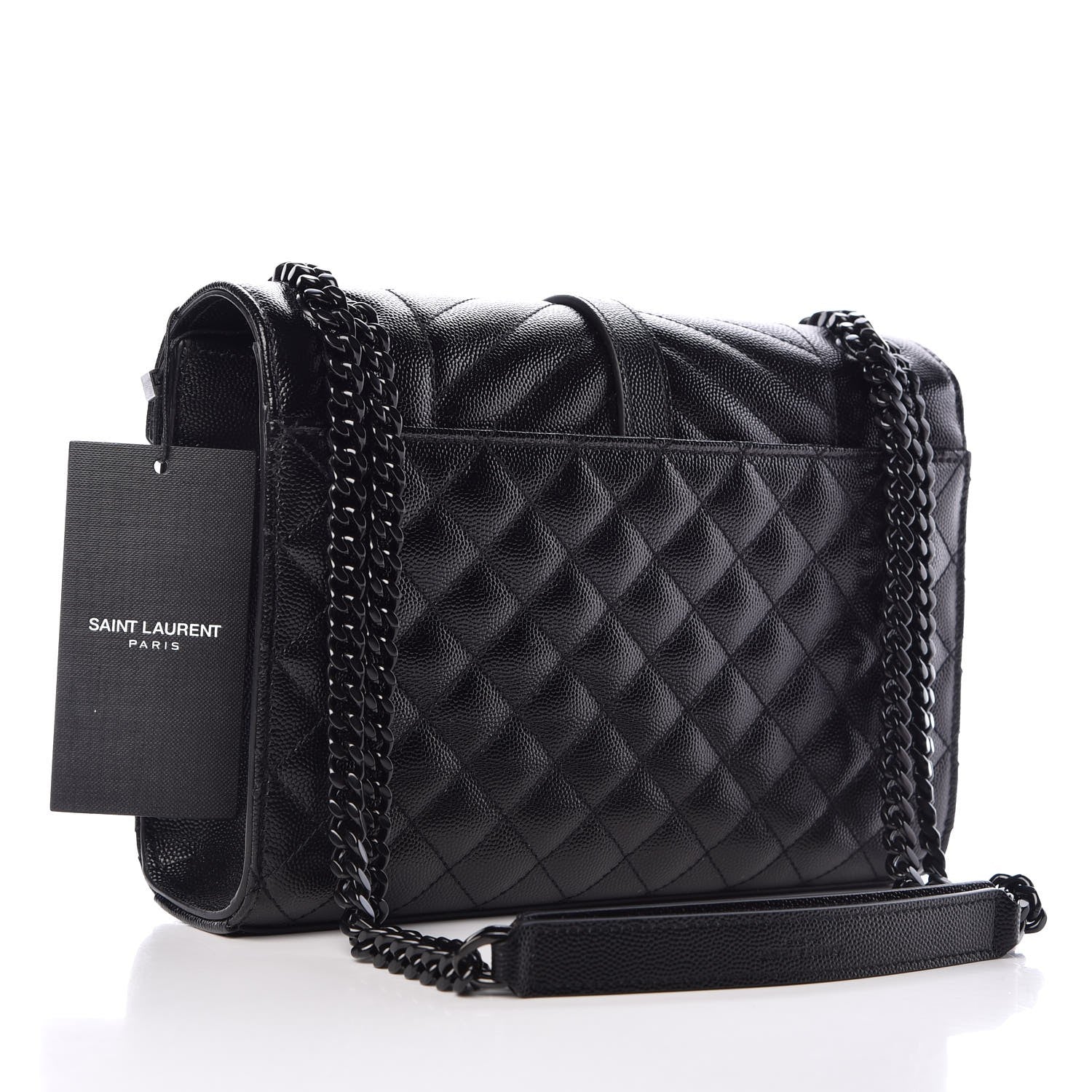 Saint Laurent Grain De Poudre Textured Mixed Matelasse Triquilt Medium Monogram Satchel Black 3 of 7