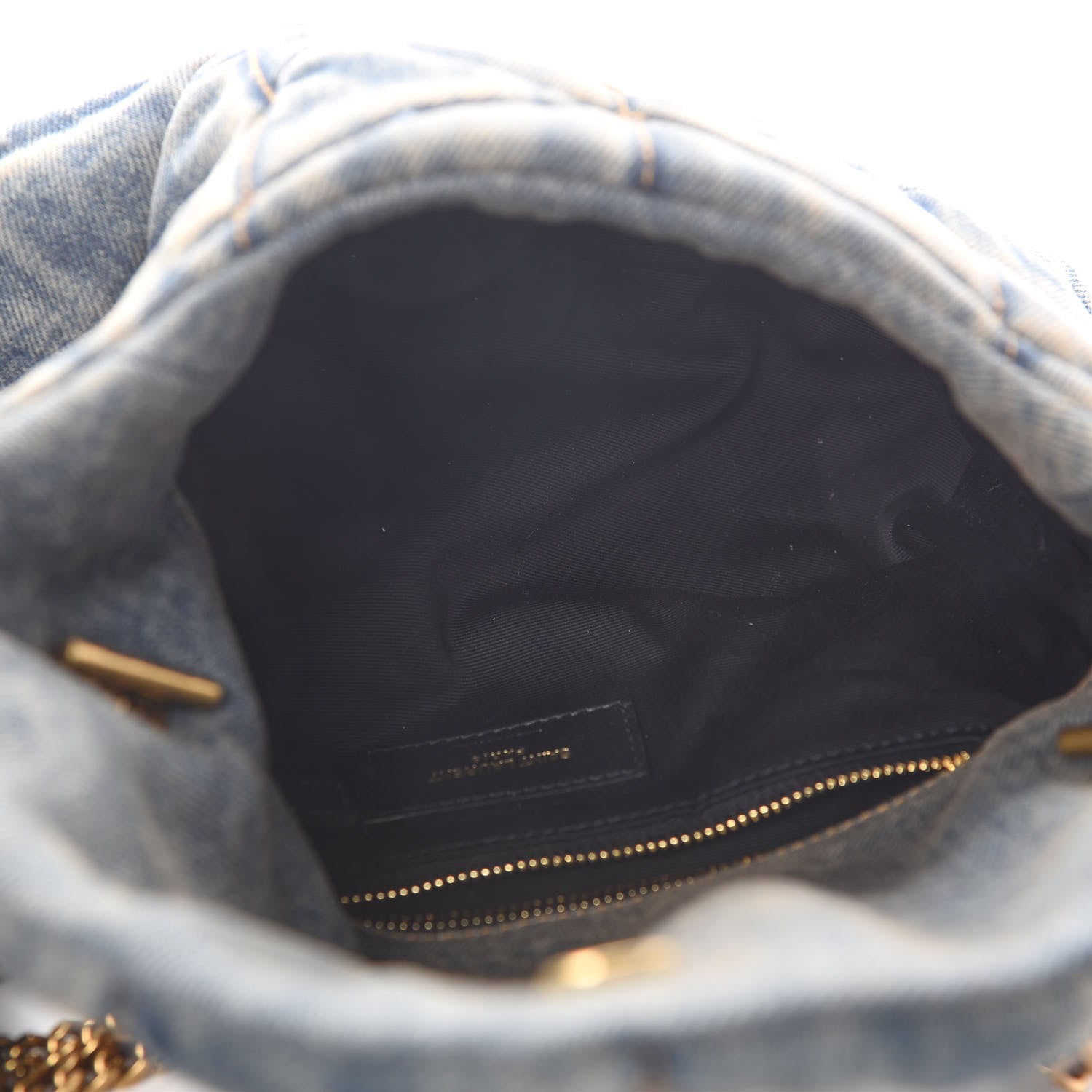 Saint Laurent Denim Quilted Toy Loulou Puffer Monogram Chain Satchel Rodeo Blue 5 of 9