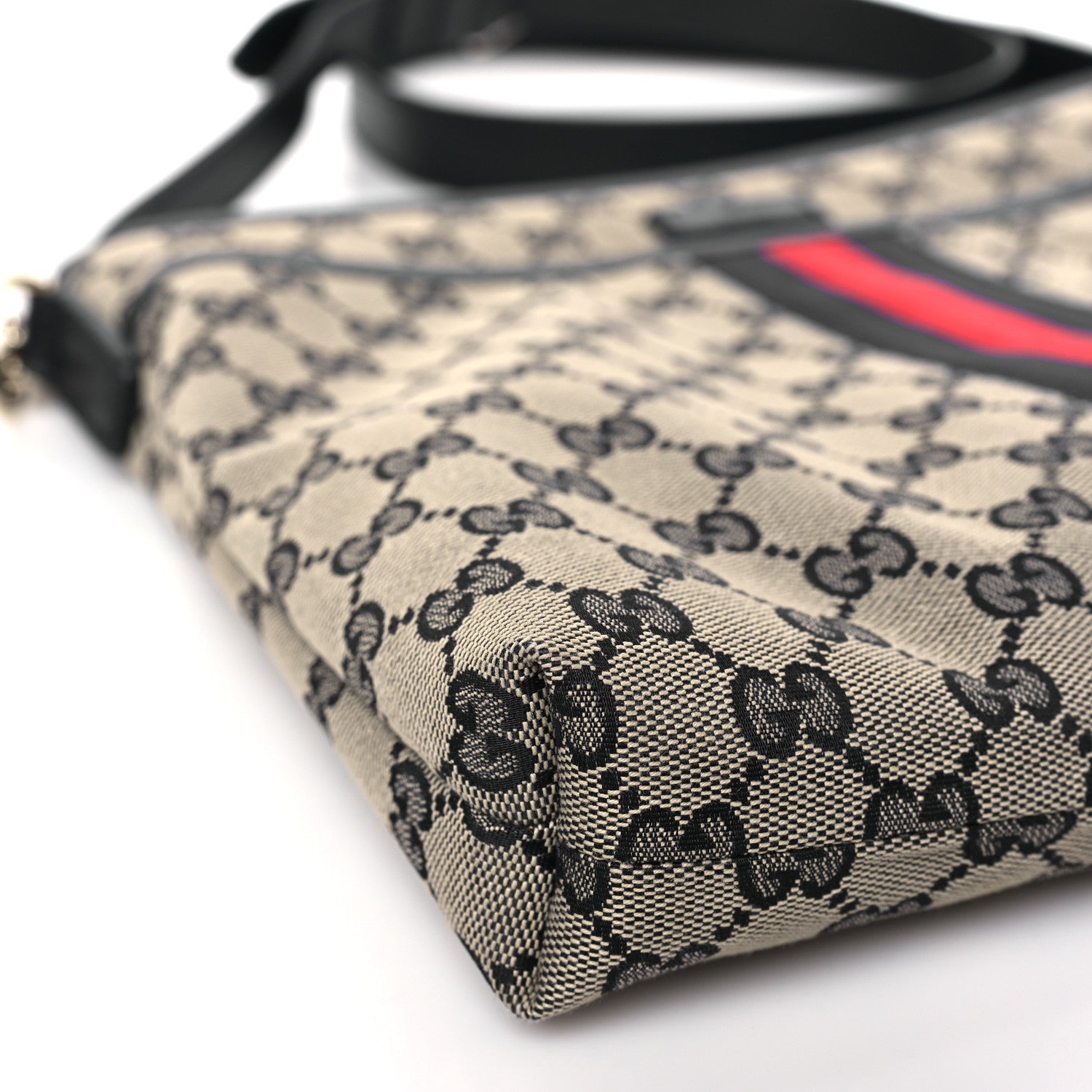 Gucci GG Supreme Monogram Web Flat Messenger Bag Navy 8 of 9
