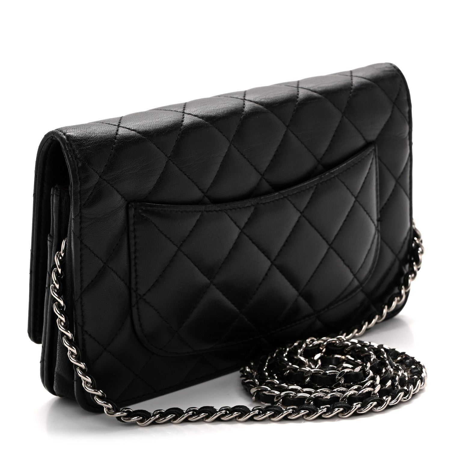 Chanel Lambskin Quilted Wallet On Chain WOC Black 3 of 12