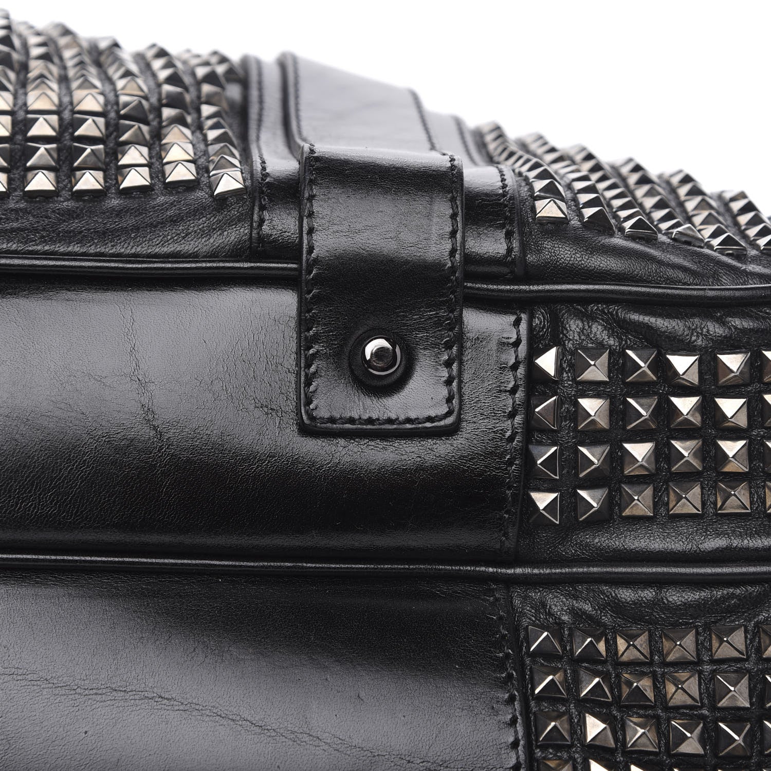 Burberry Prorsum Calfskin Studded Knight Satchel Black 11 of 14