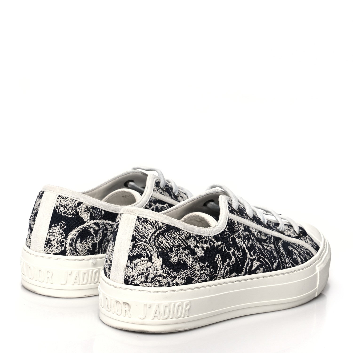 Christian Dior Canvas Toile De Jouy Embroidered Womens Walk'N'Dior Low Top Sneakers 39 Off White Deep Blue 4 of 8