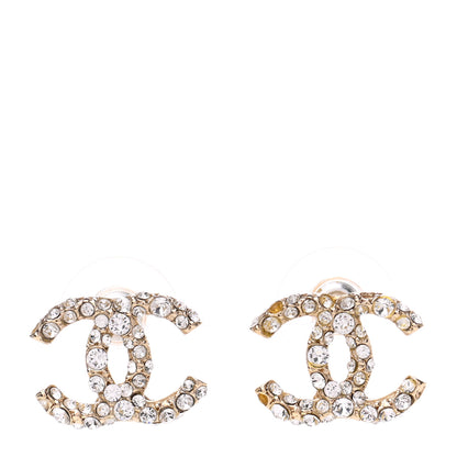 Chanel Crystal CC Earrings Gold 1 of 4