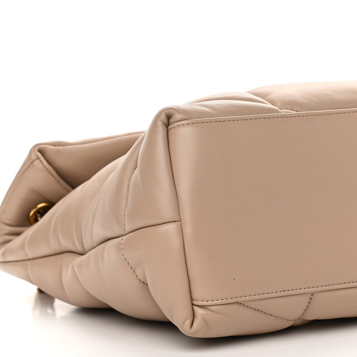 Saint Laurent Lambskin Quilted Medium Loulou Puffer Monogram Chain Satchel Dark Beige 9 of 11