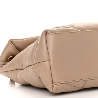 Saint Laurent Lambskin Quilted Medium Loulou Puffer Monogram Chain Satchel Dark Beige 9 of 11