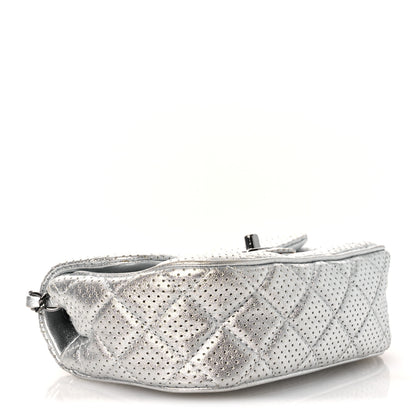 Chanel Metallic Lambskin Perforated Mini Rectangular Flap Silver 4 of 12