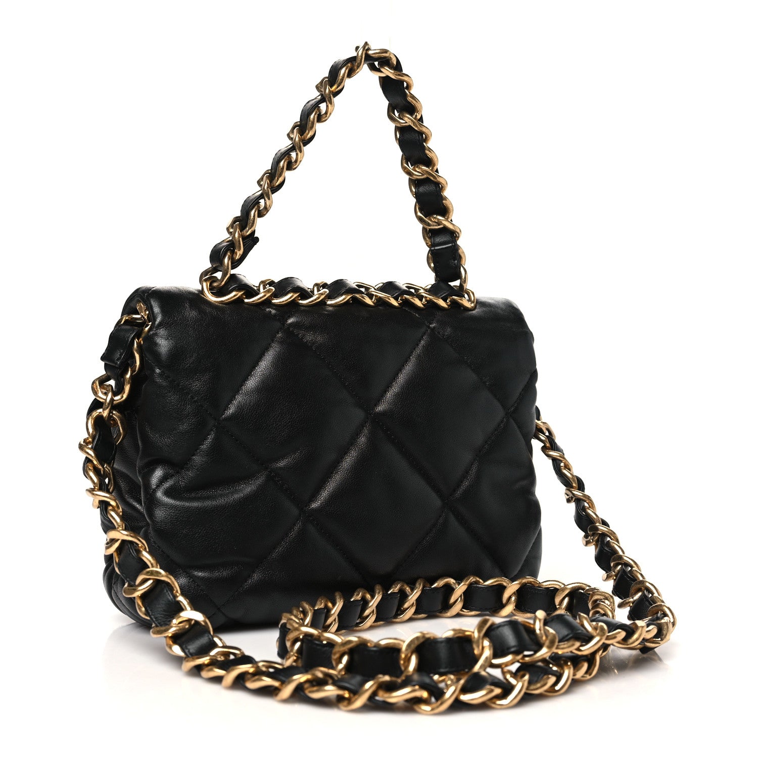 Chanel Lambskin Quilted Small Chain Top Handle Flap Black 3 of 11