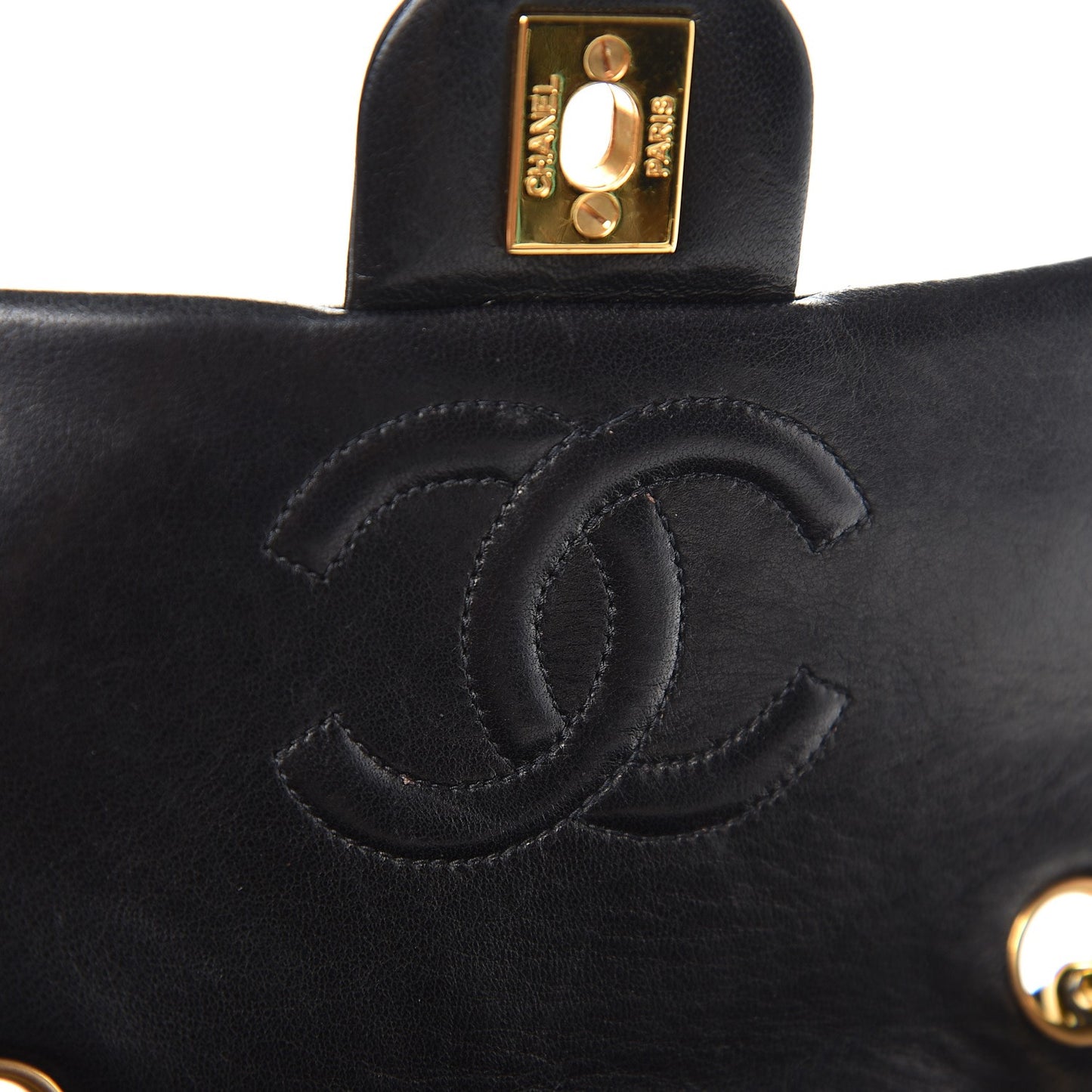 Lambskin Quilted Mini Square Flap Black