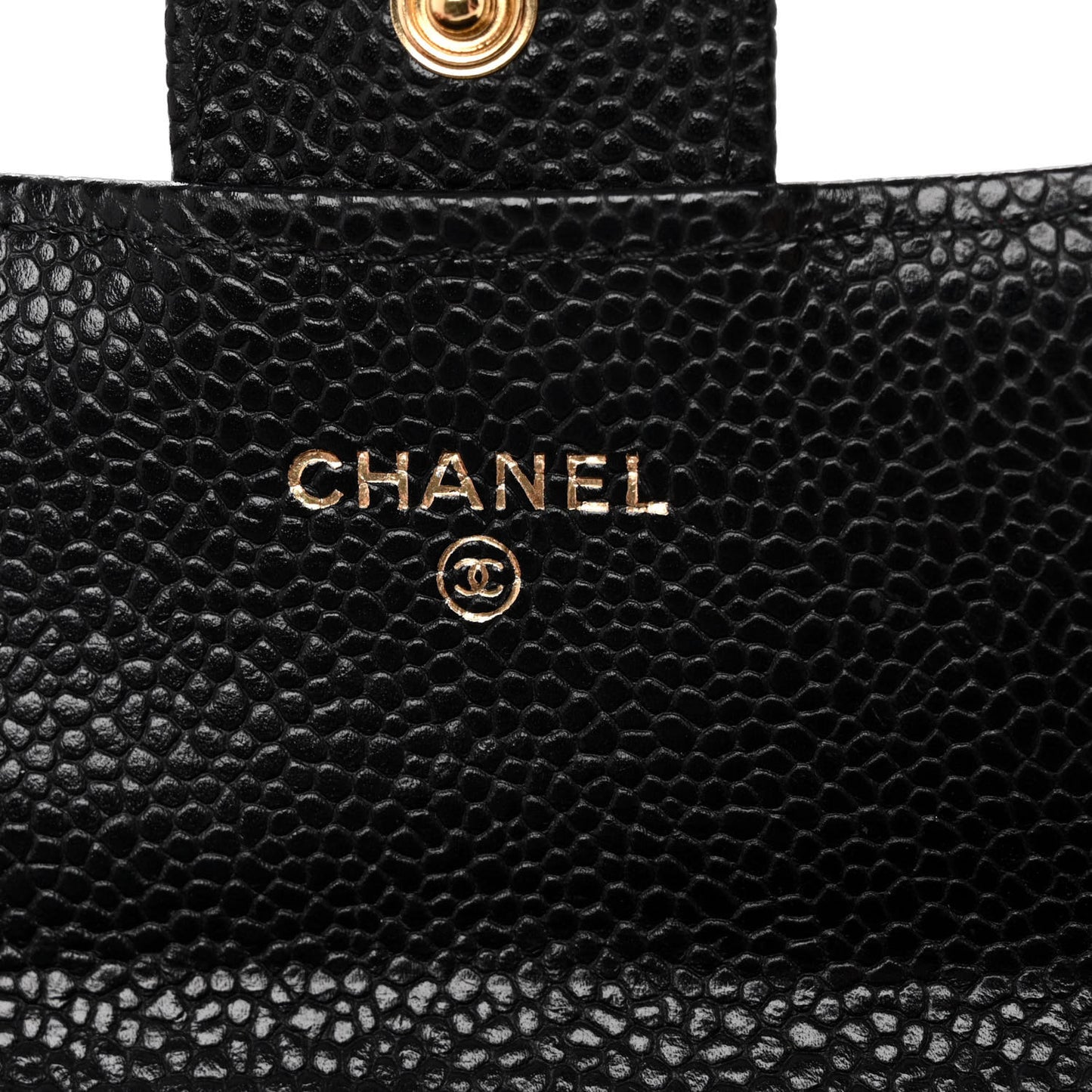 Caviar Quilted Large Gusset Flap Wallet Black