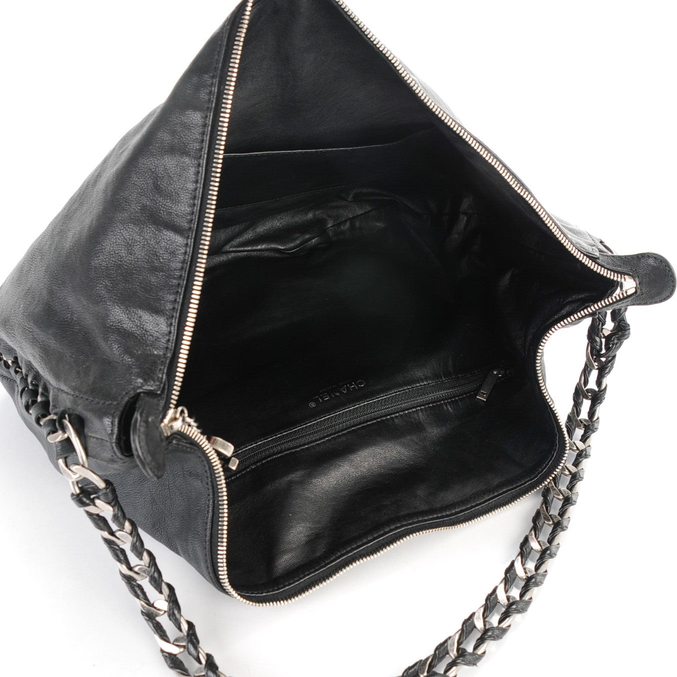 Calfskin Modern Chain Hobo Black
