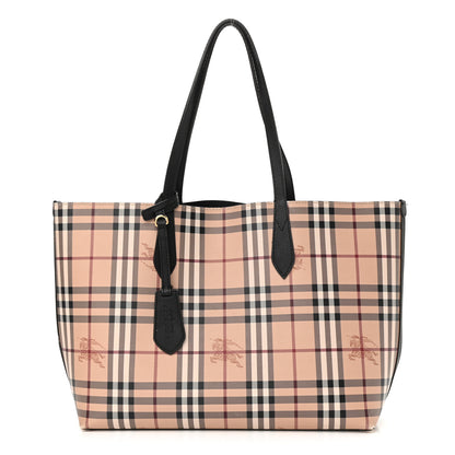 Burberry Grainy Calfskin Haymarket Check Medium Reversible Tote Black 1 of 16