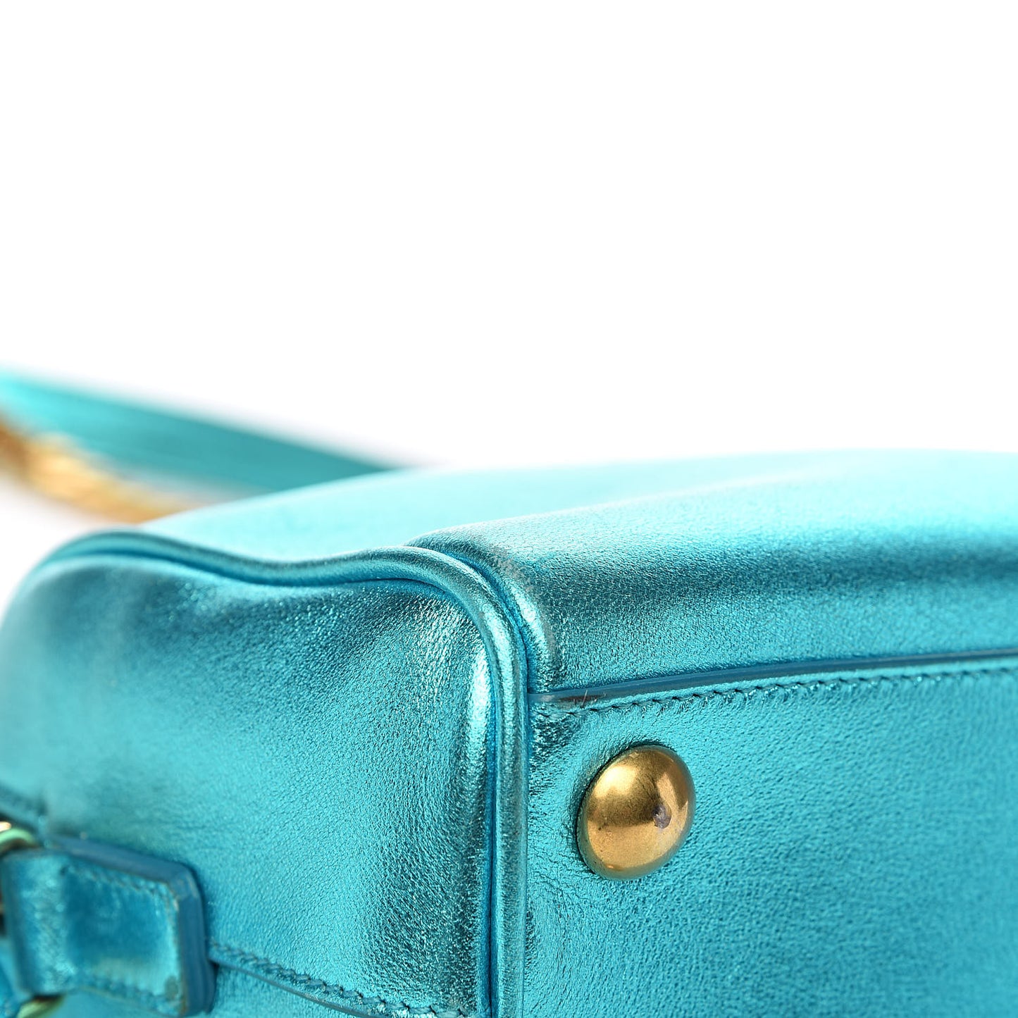 Metallic Lambskin Classic Toy Duffle Blue