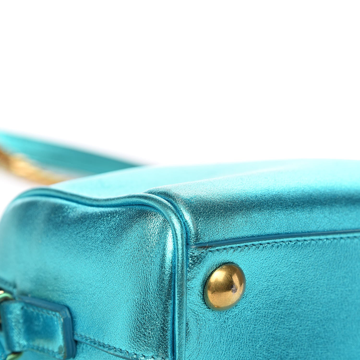Saint Laurent Metallic Lambskin Classic Toy Duffle Blue 11 of 15