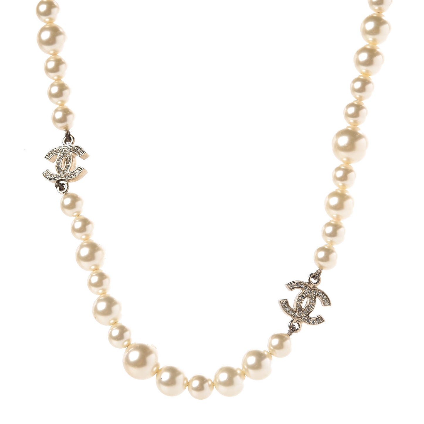 Crystal Pearl CC Short Necklace Gold