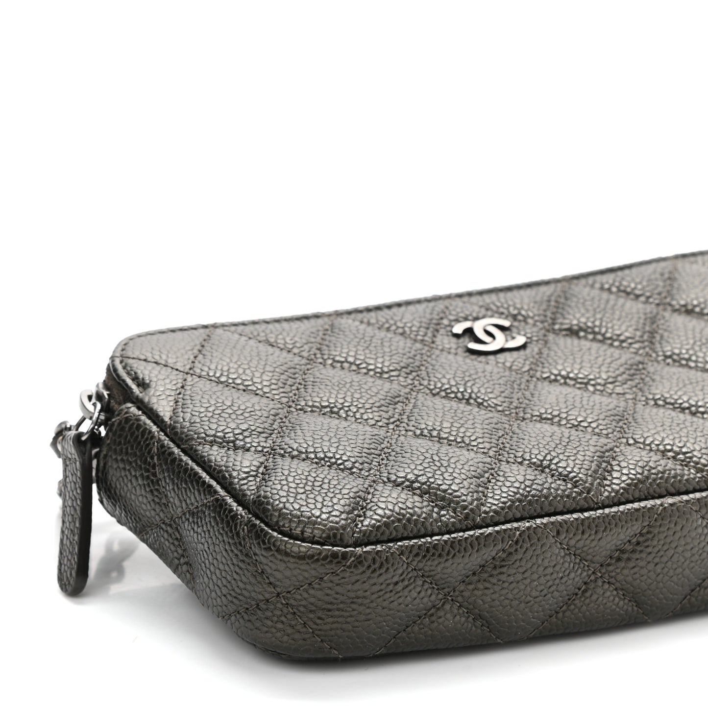Caviar Quilted Small Clutch With Chain Dark Charcoal