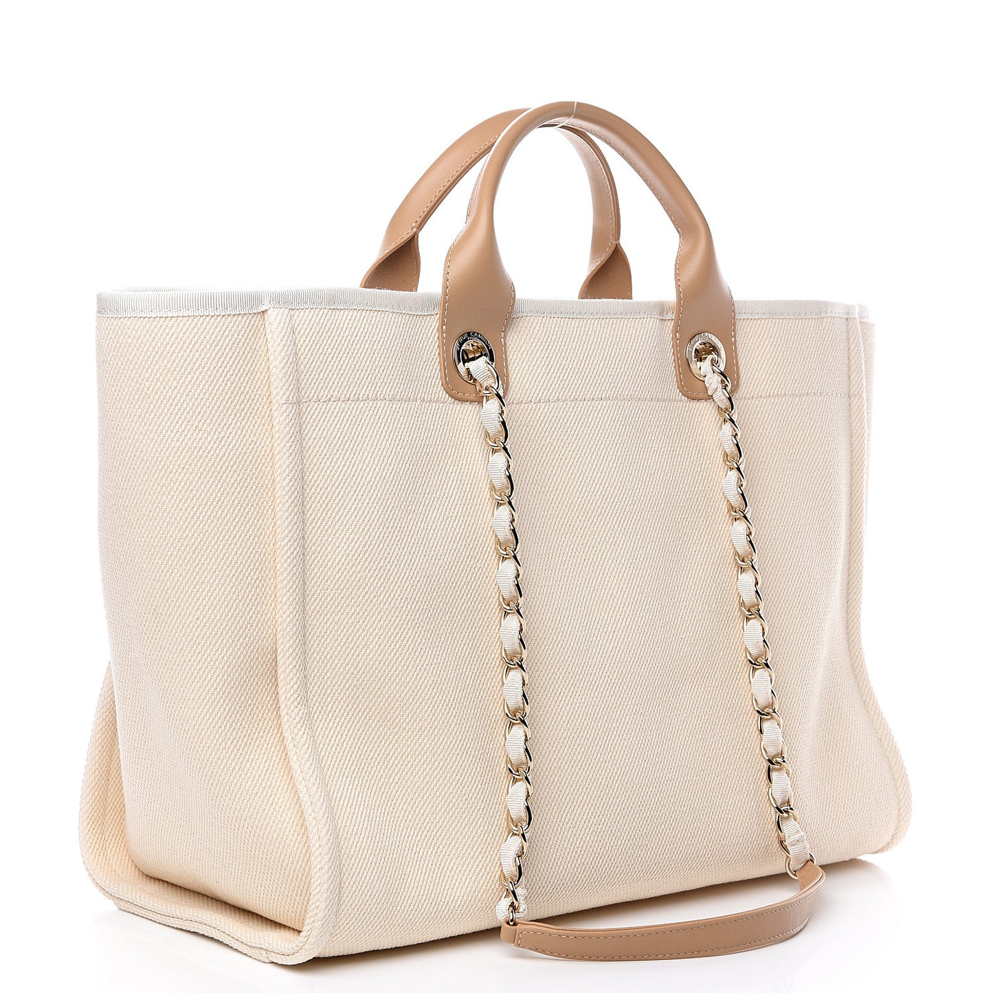 Canvas Pearl Medium Deauville Tote Ecru Beige