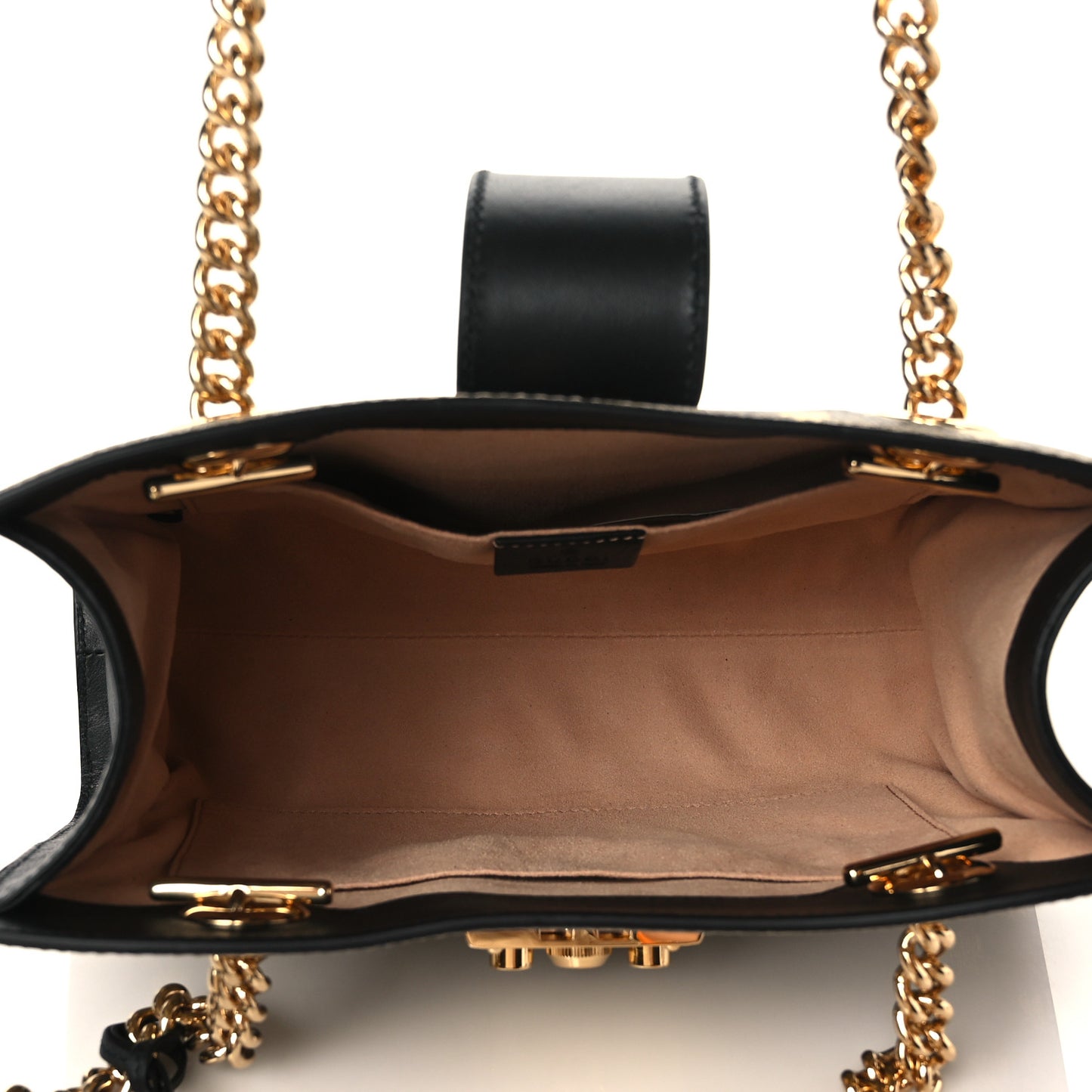 GG Supreme Monogram Bees Small Padlock Tote Beige Oro Black