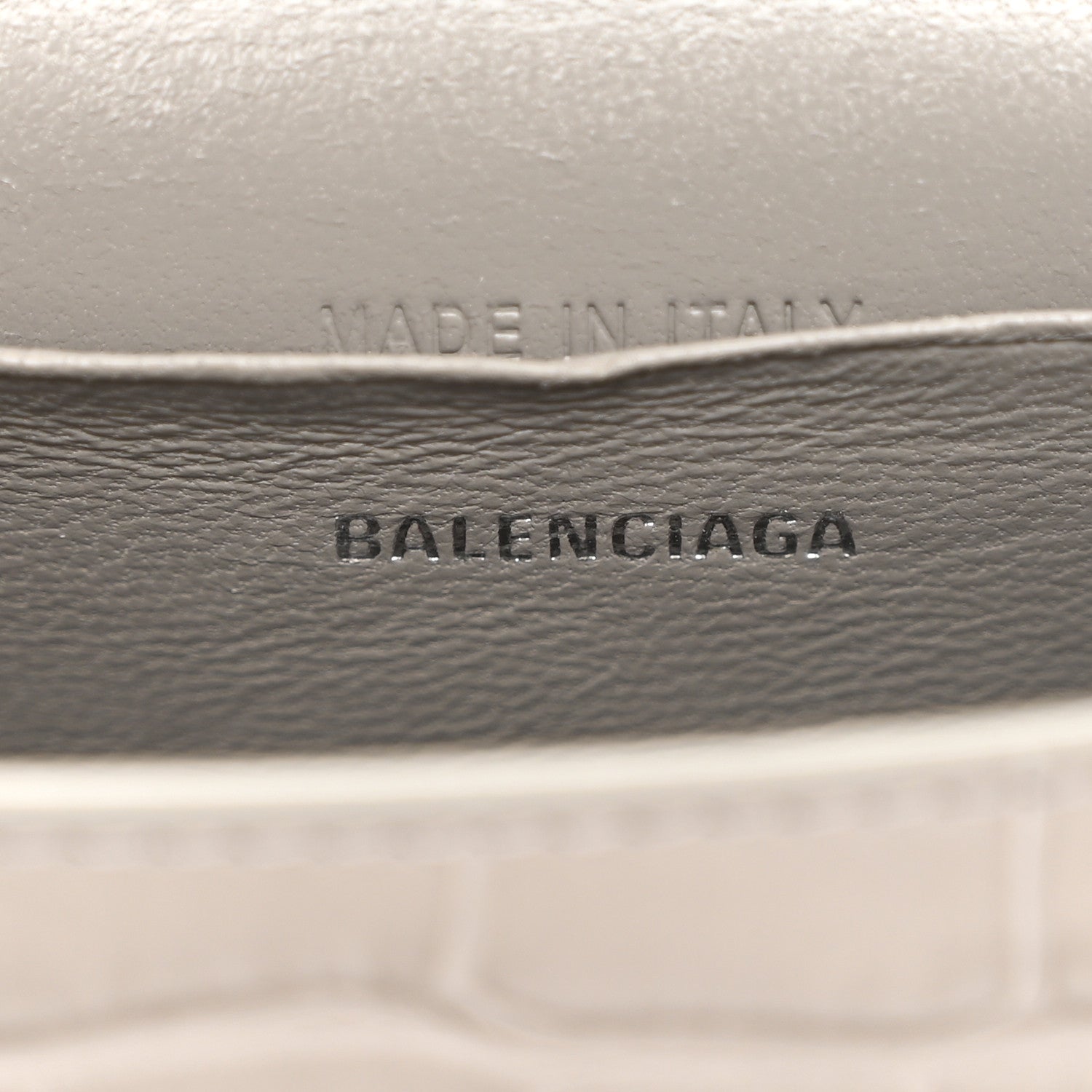 Balenciaga Shiny Calfskin Crocodile Embossed Hourglass Top Handle Bag Mini Steel Grey 6 of 11