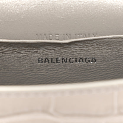 Balenciaga Shiny Calfskin Crocodile Embossed Hourglass Top Handle Bag Mini Steel Grey 6 of 11