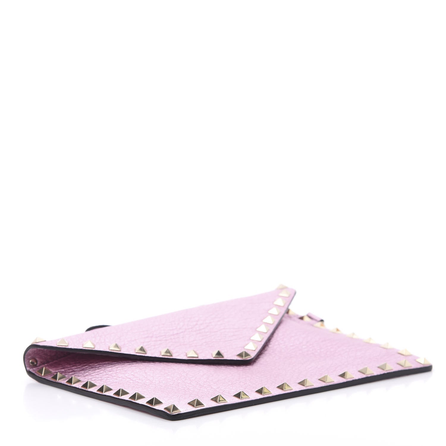 Valentino Garavani Metallic Pebbled Calfskin Medium Rockstud Envelope Flat Wristlet Pouch Giacinto 4 of 7