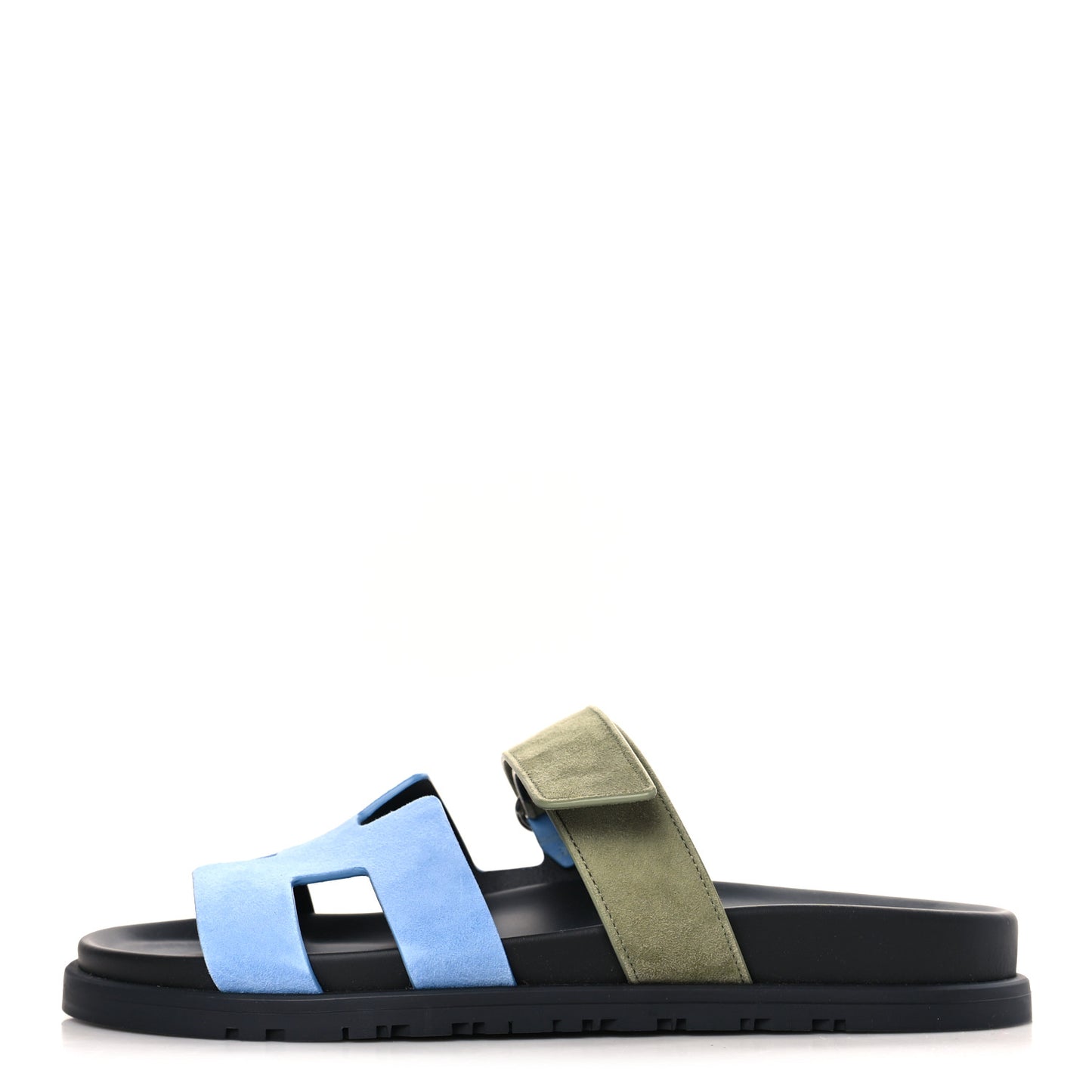 Suede Goatskin Womens Chypre Sandals 39 Bleu Cameo Vert