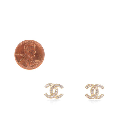 Chanel Crystal Timeless CC Earrings Gold Light Purple 2 of 5