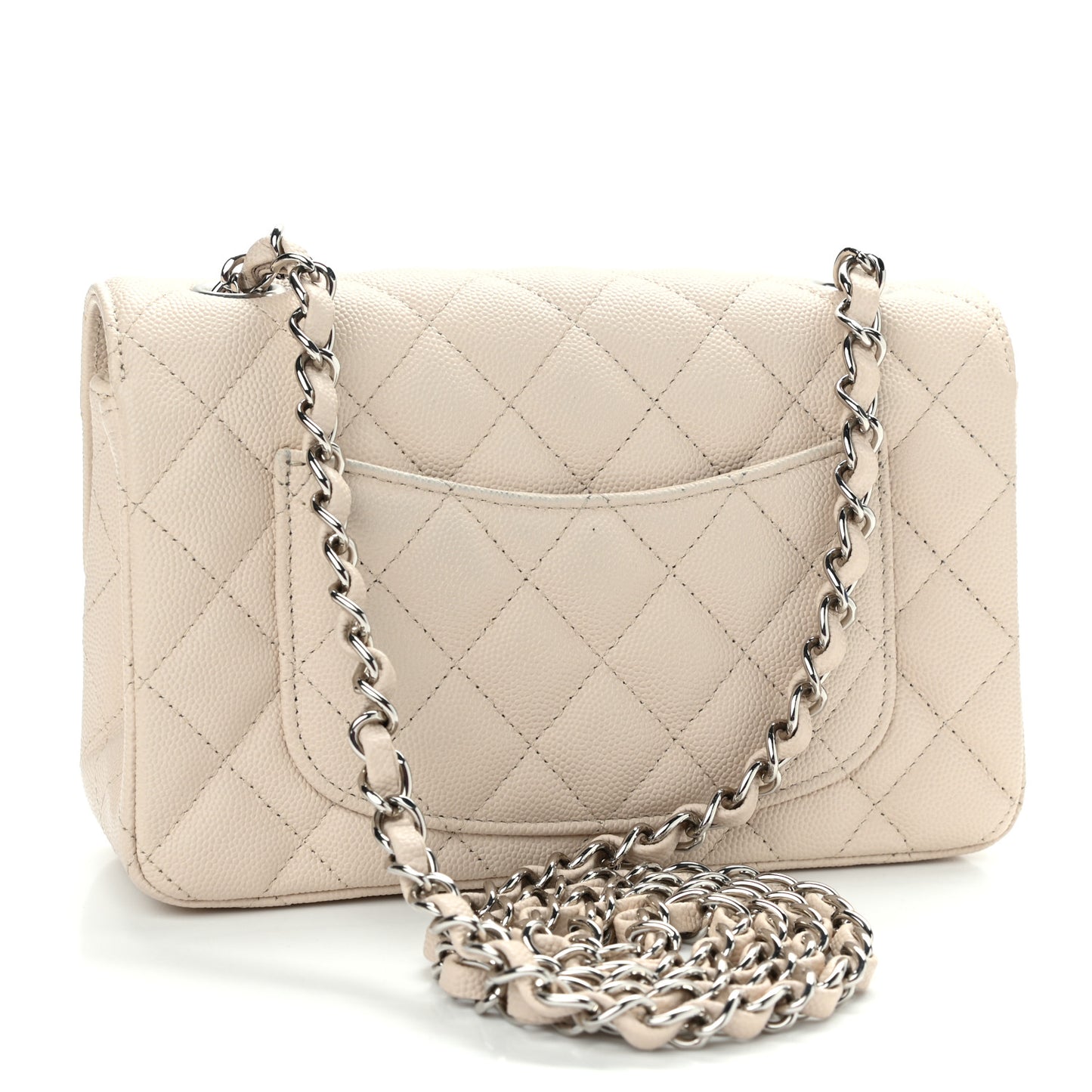 Caviar Quilted Mini Rectangular Flap Ivory