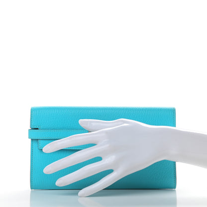 Hermes Chevre Mysore Kelly Longue Wallet Turquoise 2 of 10