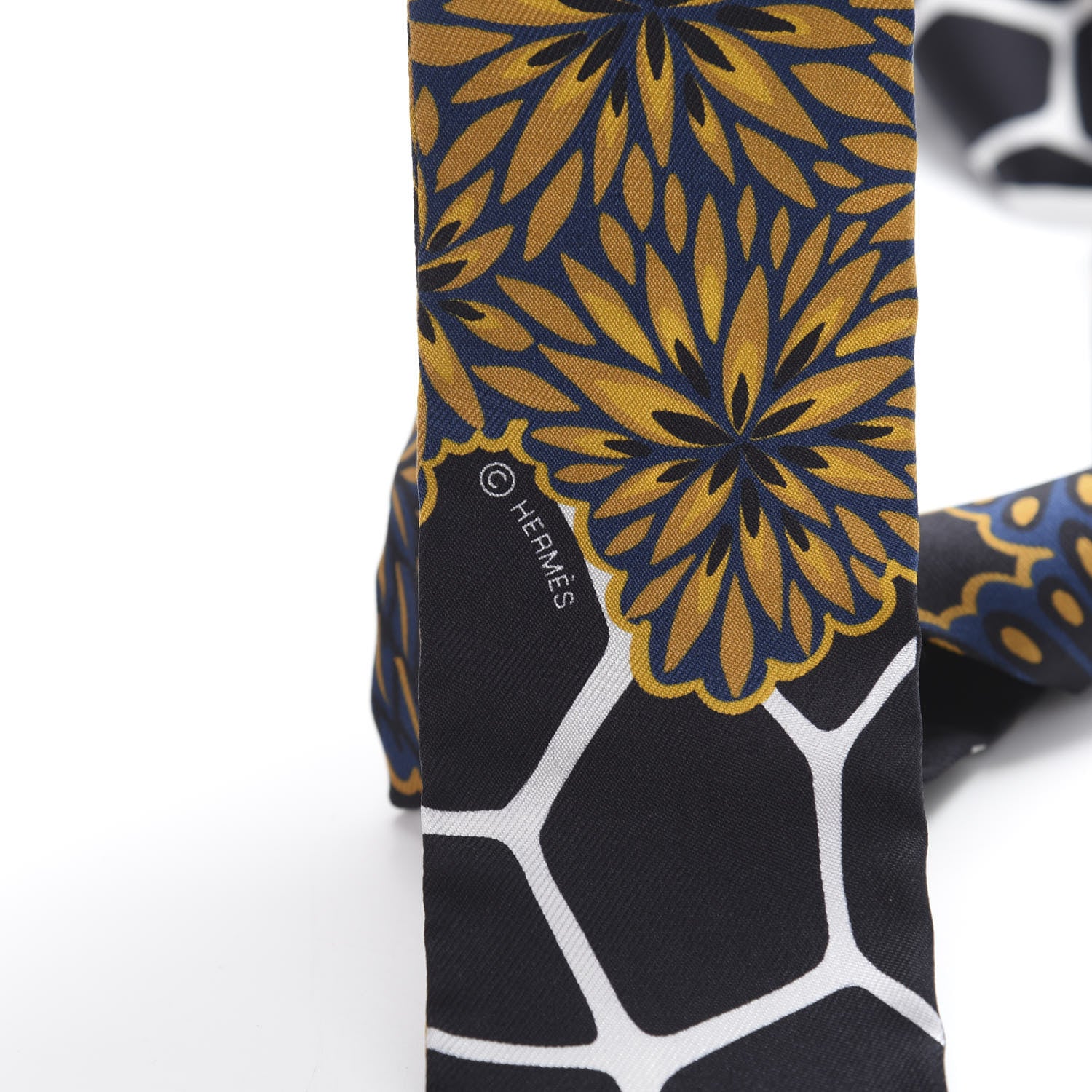 Hermes Silk Three Graces Twilly Black Gold Taupe 4 of 4