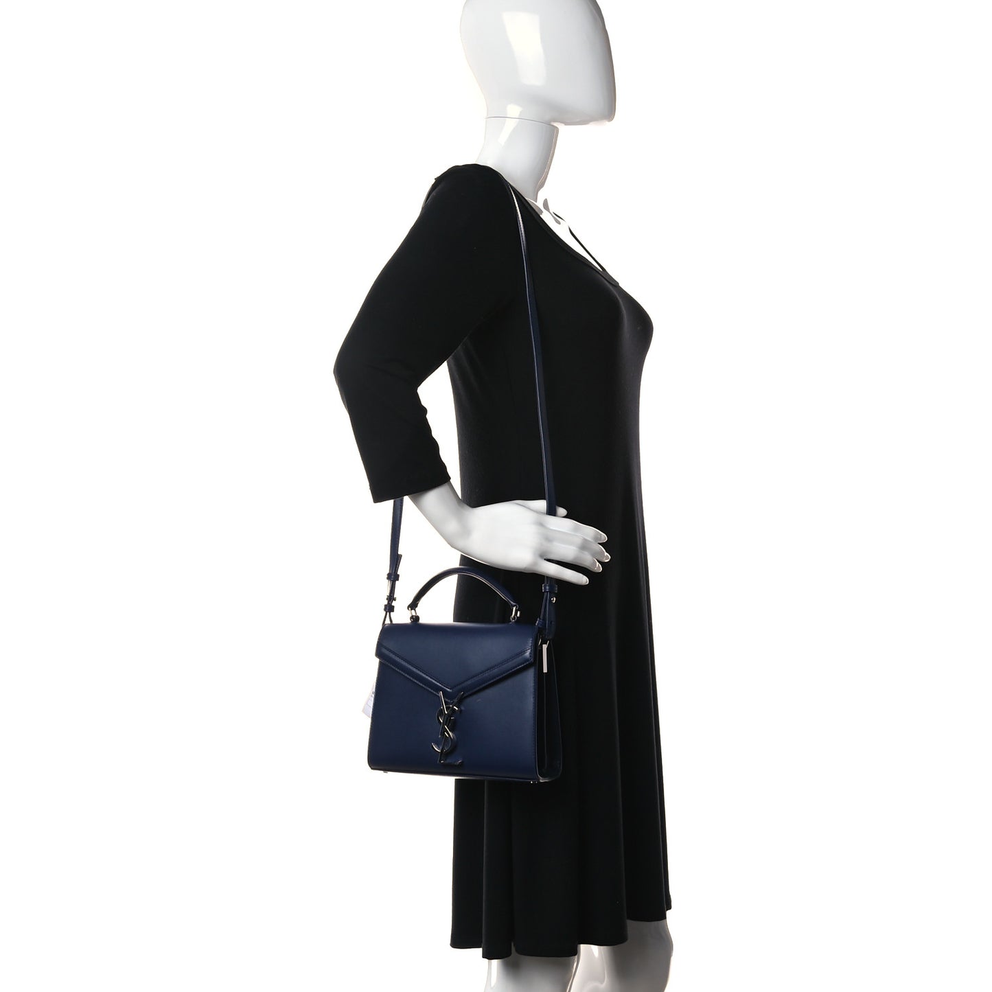 Calfskin Mini Classic Monogram Cassandra Top Handle Bag Blue