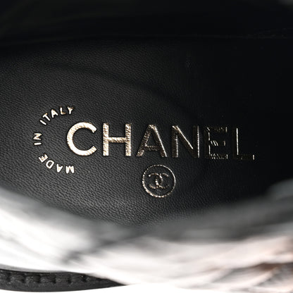 Chanel Shiny Goatskin Calfskin Quilted Lace Up Combat Boots 39 Black 7 of 9