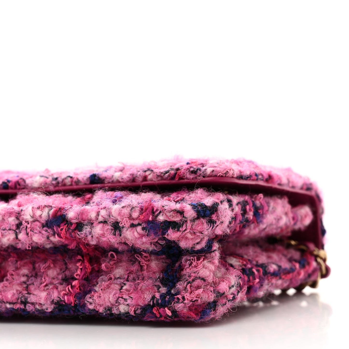 Tweed Quilted Wallet On Chain WOC Fuchsia Purple