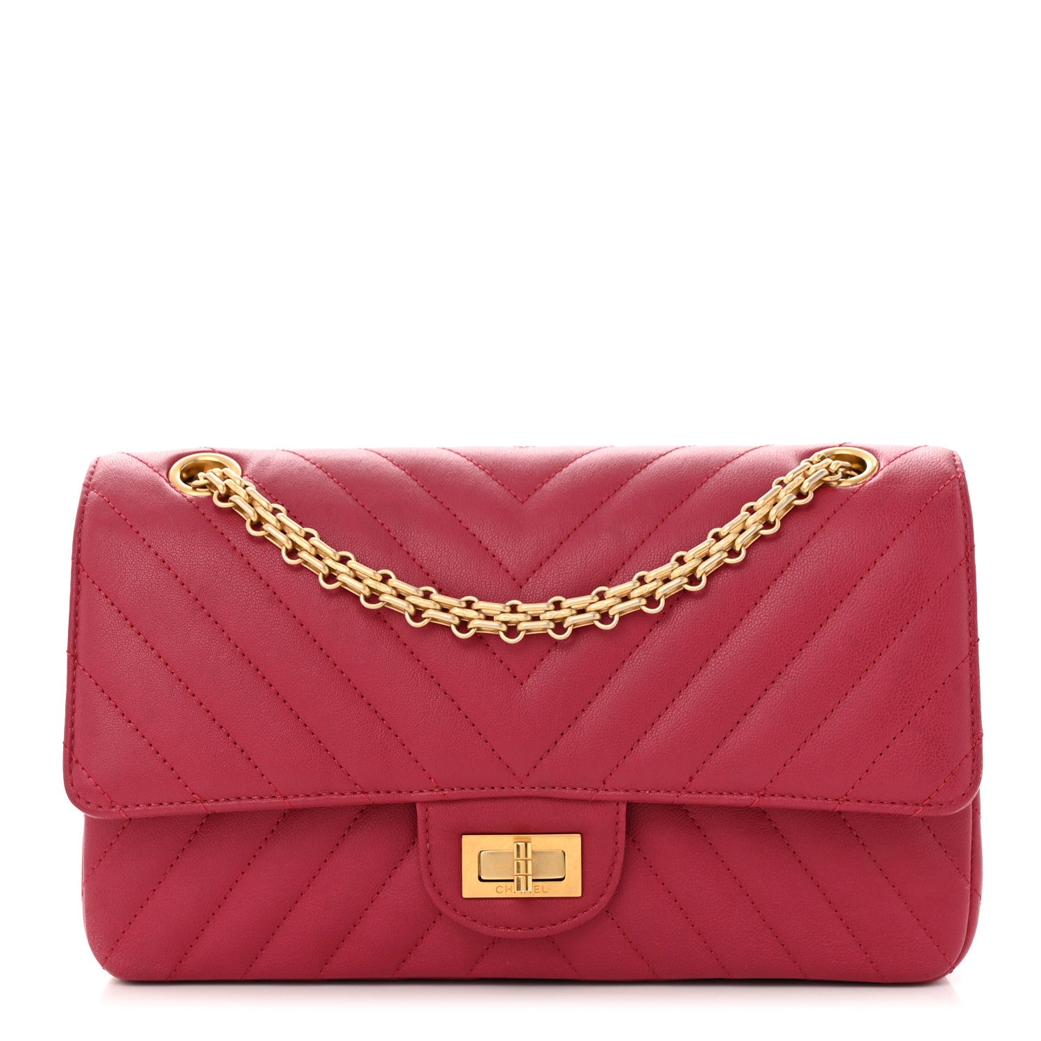 Chanel Sheepskin Chevron Quilted 2.55 Reissue 225 Flap Dark Pink 1 of 13