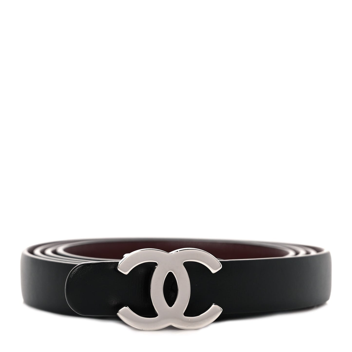 Calfskin CC Reversible Belt 95 Black Burgundy
