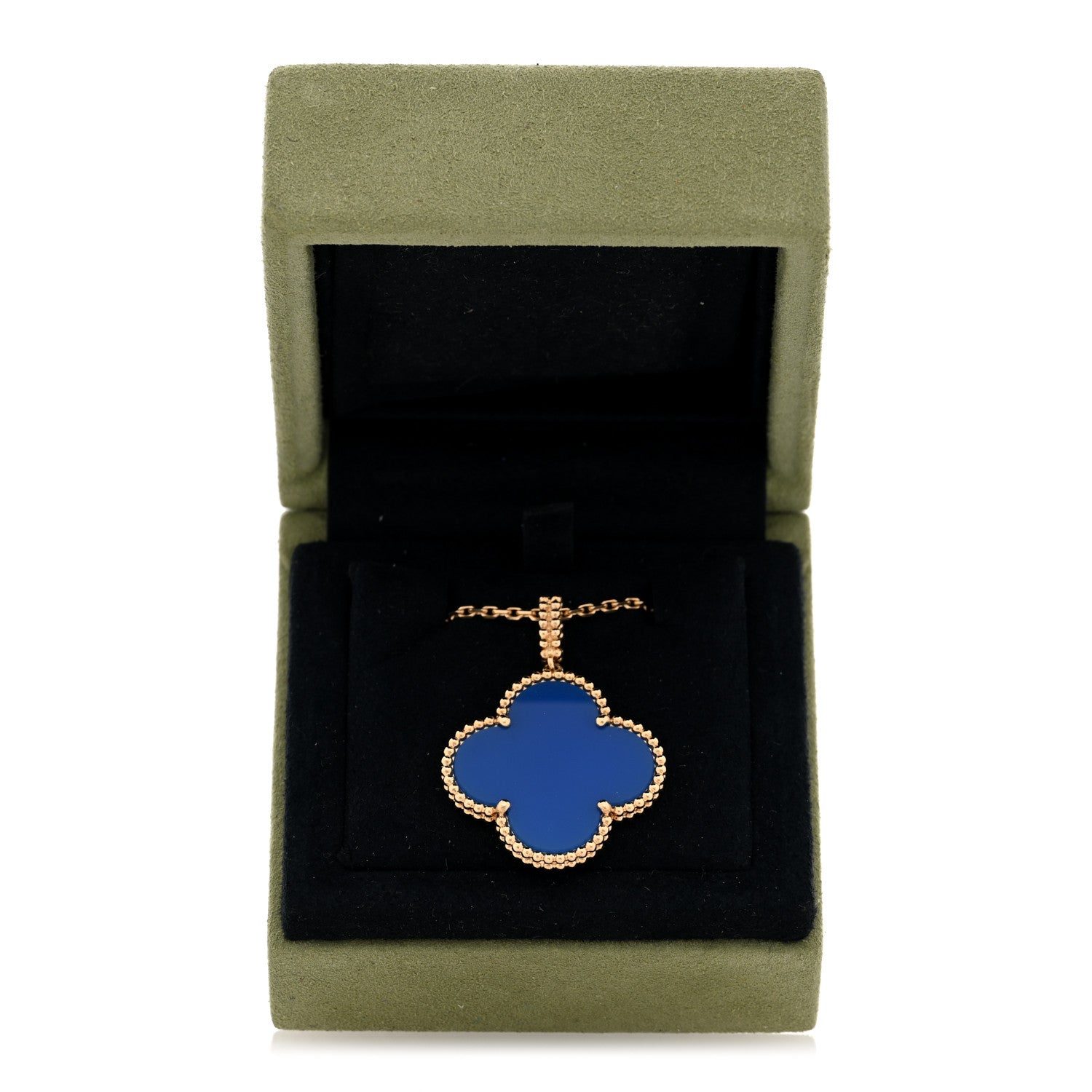 Van Cleef & Arpels 18K Yellow Gold Blue Agate Magic Alhambra Long Necklace 5 of 5