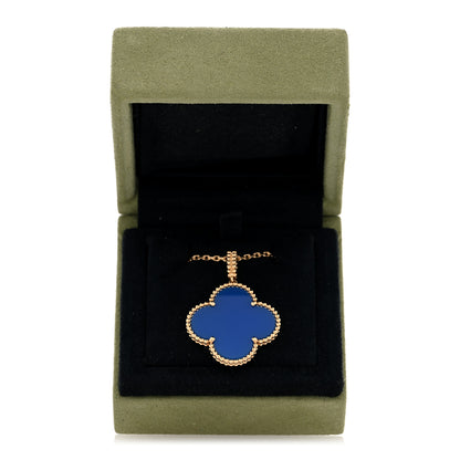 Van Cleef & Arpels 18K Yellow Gold Blue Agate Magic Alhambra Long Necklace 5 of 5