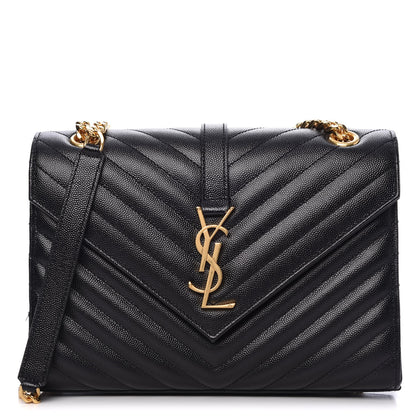 Saint Laurent Grain De Poudre Matelasse Chevron Medium Monogram Satchel Black 1 of 8