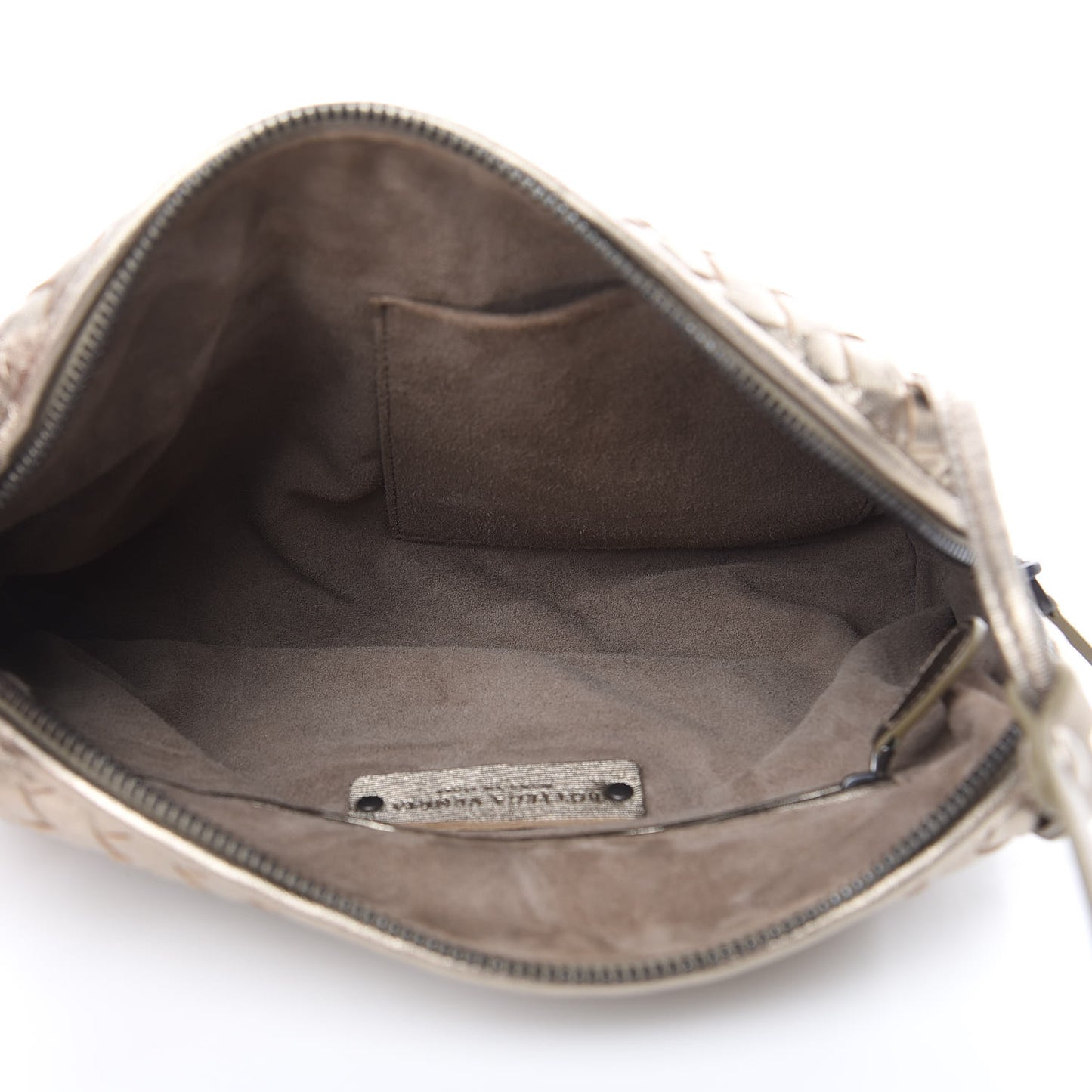 Metallic Grosgrain Intrecciato Pillow Crossbody Messenger Fume